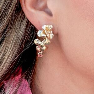 NWT Sereifina Anthropologie GOLD PETAL DANGLE EARRINGS